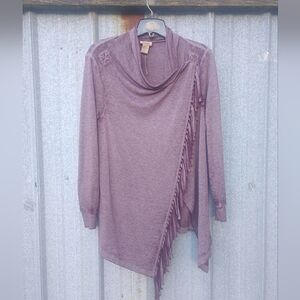 NEW Women's Wrangler Fringe Sweater - Purple Small
